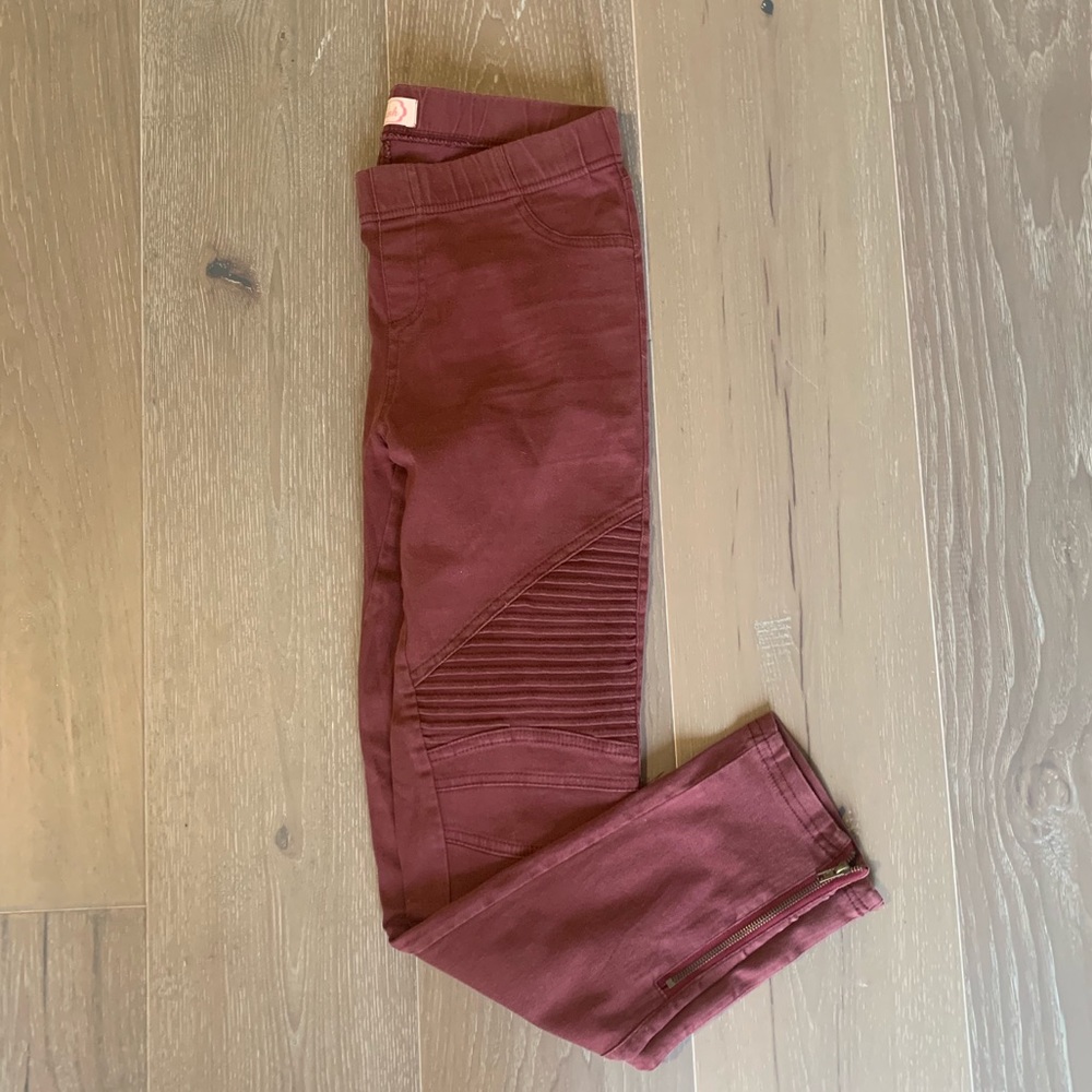 Burgundy Moto Leggings
